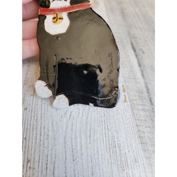 Vintage black white cat pet ornament Xmas unique kitten - Picture 4 of 6